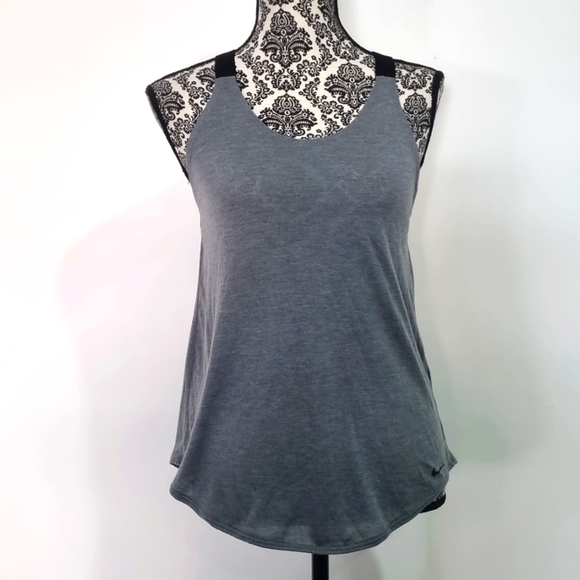 Nike Tops - Nike dri-fit, grey singlet with black trims, stretchy material, size medium